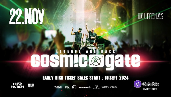 22. novembril esineb Tallinna klubis Helitehas saksa dj duo Cosmic Gate