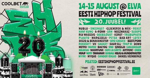 14. ja 15.augustil toimub Elvas Eesti Hip Hop Festival (EHHF), seekord t�histatakse 20. juubelit